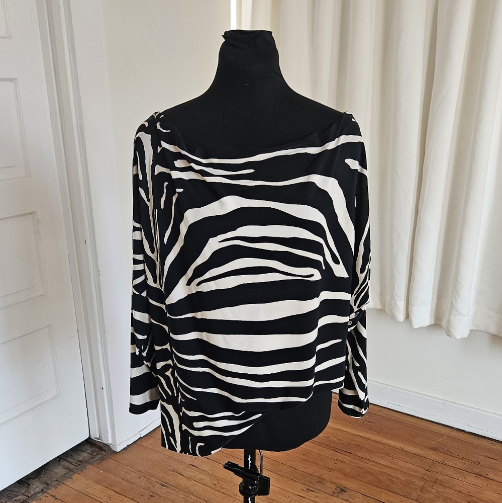 Vintage Norma Kamali Zebra Print Jersey Top - Altered (Pls Read) Sz L